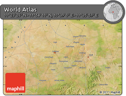 Satellite Map of the Area around 11° 40' 49" N, 11° 7' 30" E