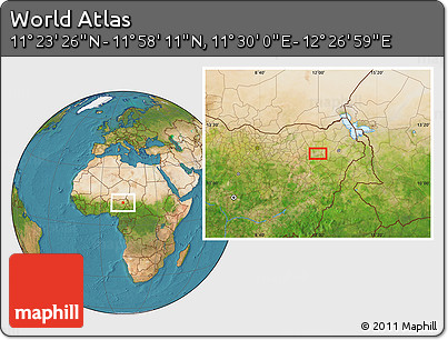 Satellite Location Map of the Area around 11° 40' 49" N, 11° 58' 29" E