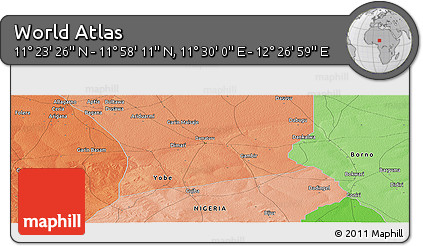 Political Panoramic Map of the Area around 11° 40' 49" N, 11° 58' 29" E
