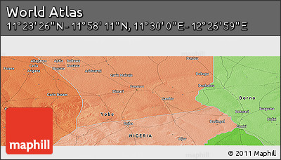 Political Panoramic Map of the Area around 11° 40' 49" N, 11° 58' 29" E