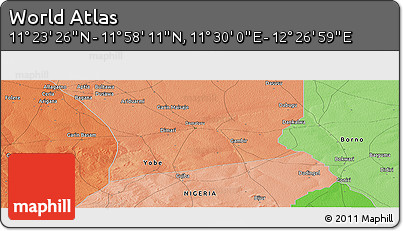 Political Panoramic Map of the Area around 11° 40' 49" N, 11° 58' 29" E