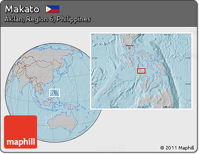 Gray Location Map of Makato, hill shading