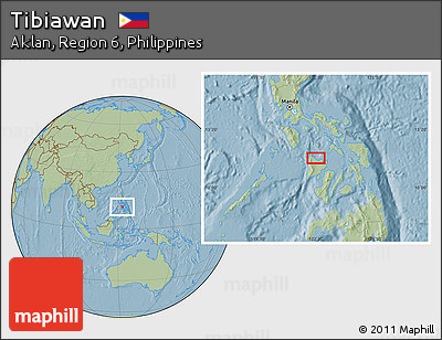 Savanna Style Location Map of Tibiawan, hill shading