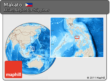 Shaded Relief Location Map of Makato