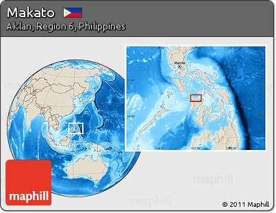 Shaded Relief Location Map of Makato