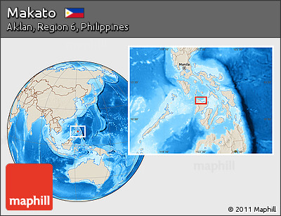 Shaded Relief Location Map of Makato