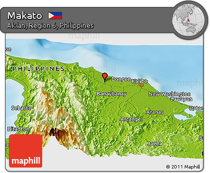 Physical Panoramic Map of Makato