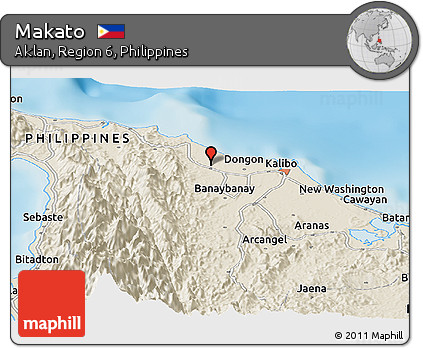 Shaded Relief Panoramic Map of Makato