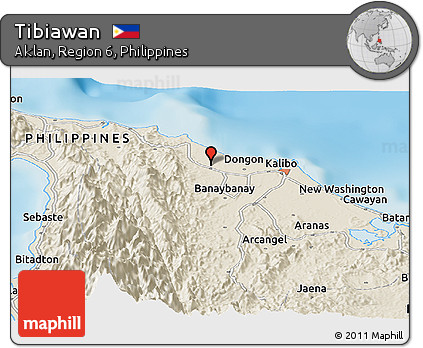 Shaded Relief Panoramic Map of Tibiawan