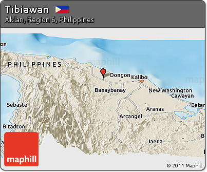 Shaded Relief Panoramic Map of Tibiawan