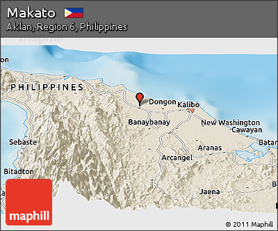 Shaded Relief Panoramic Map of Makato