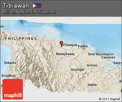 Shaded Relief Panoramic Map of Tibiawan
