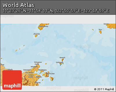 Political 3D Map of the Area around 11° 40' 49" N, 123° 19' 29" E