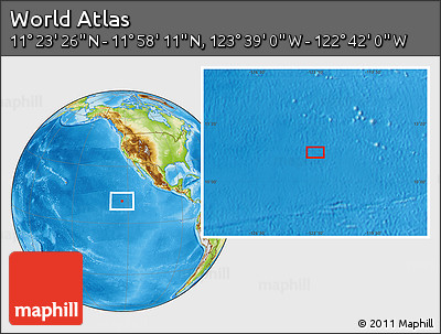 Physical Location Map of the Area around 11° 40' 49" N, 123° 10' 30" W