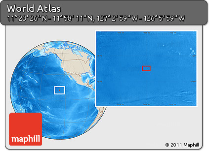 Shaded Relief Location Map of the Area around 11° 40' 49" N, 126° 34' 29" W