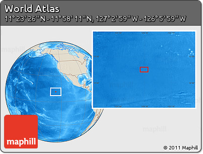 Shaded Relief Location Map of the Area around 11° 40' 49" N, 126° 34' 29" W