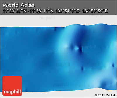 Physical 3D Map of the Area around 11° 40' 49" N, 134° 22' 30" E