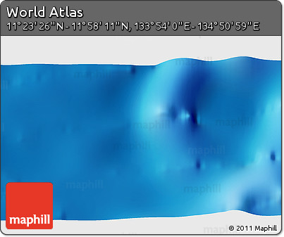 Physical 3D Map of the Area around 11° 40' 49" N, 134° 22' 30" E