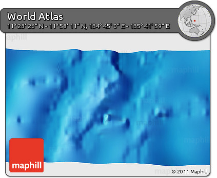 Physical 3D Map of the Area around 11° 40' 49" N, 135° 13' 29" E