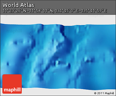 Physical 3D Map of the Area around 11° 40' 49" N, 135° 13' 29" E