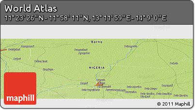 Physical Panoramic Map of the Area around 11° 40' 49" N, 13° 40' 30" E
