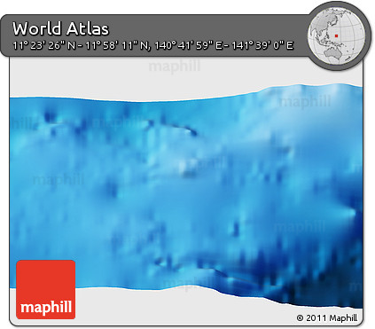 Physical 3D Map of the Area around 11° 40' 49" N, 141° 10' 30" E