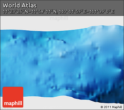 Physical 3D Map of the Area around 11° 40' 49" N, 141° 10' 30" E