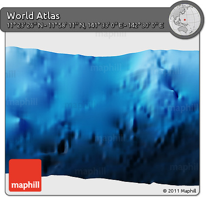 Physical 3D Map of the Area around 11° 40' 49" N, 142° 1' 30" E