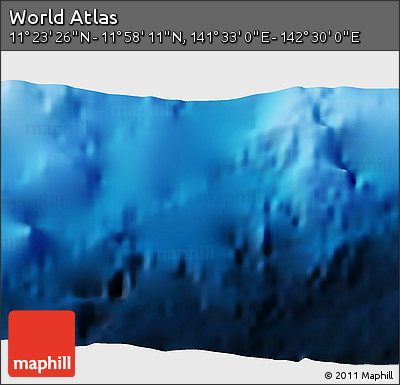 Physical 3D Map of the Area around 11° 40' 49" N, 142° 1' 30" E