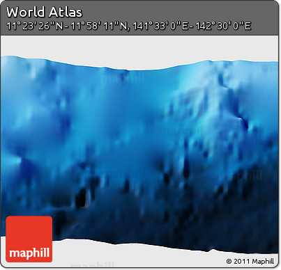 Physical 3D Map of the Area around 11° 40' 49" N, 142° 1' 30" E