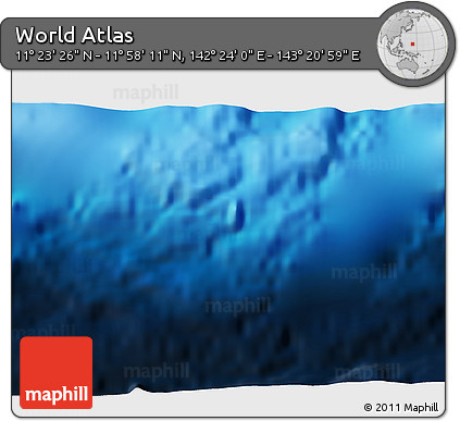Physical 3D Map of the Area around 11° 40' 49" N, 142° 52' 30" E