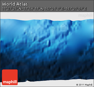 Physical 3D Map of the Area around 11° 40' 49" N, 142° 52' 30" E