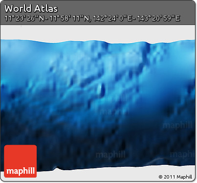 Physical 3D Map of the Area around 11° 40' 49" N, 142° 52' 30" E
