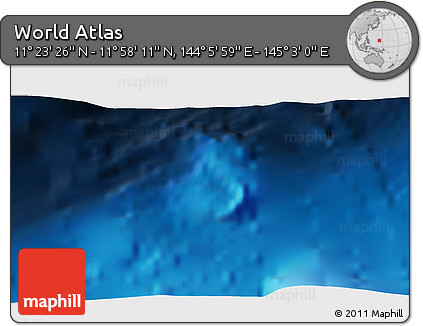 Physical 3D Map of the Area around 11° 40' 49" N, 144° 34' 29" E