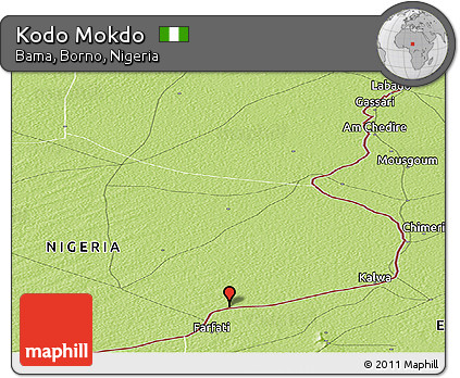 Physical Panoramic Map of Kodo Mokdo