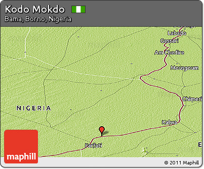 Physical Panoramic Map of Kodo Mokdo