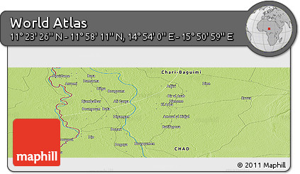Physical Panoramic Map of the Area around 11° 40' 49" N, 15° 22' 30" E