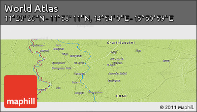 Physical Panoramic Map of the Area around 11° 40' 49" N, 15° 22' 30" E