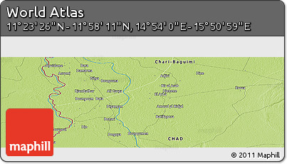 Physical Panoramic Map of the Area around 11° 40' 49" N, 15° 22' 30" E