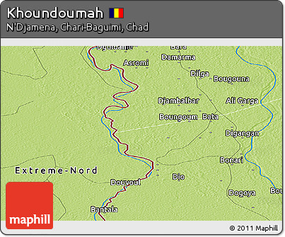 Physical Panoramic Map of Khoundoumah