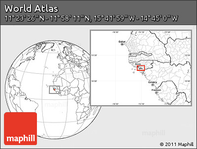 Blank Location Map of the Area around 11° 40' 49" N, 15° 13' 29" W