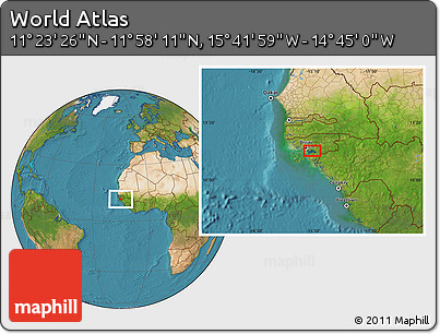 Satellite Location Map of the Area around 11° 40' 49" N, 15° 13' 29" W