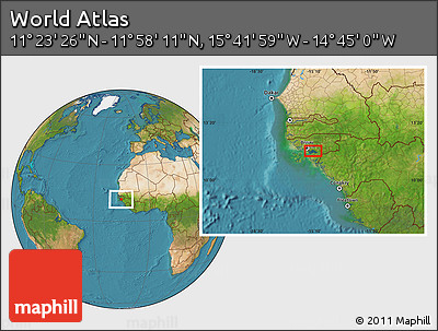 Satellite Location Map of the Area around 11° 40' 49" N, 15° 13' 29" W
