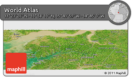 Satellite Panoramic Map of the Area around 11° 40' 49" N, 15° 13' 29" W