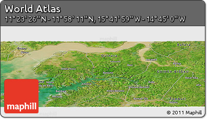 Satellite Panoramic Map of the Area around 11° 40' 49" N, 15° 13' 29" W