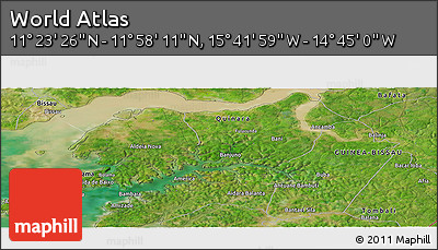Satellite Panoramic Map of the Area around 11° 40' 49" N, 15° 13' 29" W