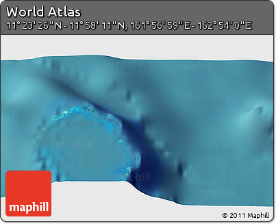 Satellite 3D Map of the Area around 11° 40' 49" N, 162° 25' 30" E