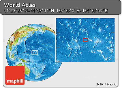 Physical Location Map of the Area around 11° 40' 49" N, 164° 7' 30" E