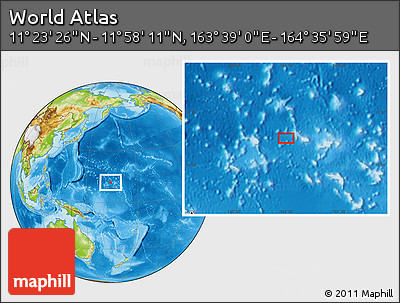 Physical Location Map of the Area around 11° 40' 49" N, 164° 7' 30" E
