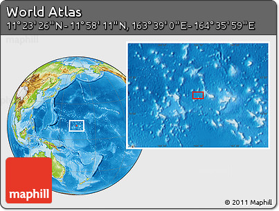 Physical Location Map of the Area around 11° 40' 49" N, 164° 7' 30" E